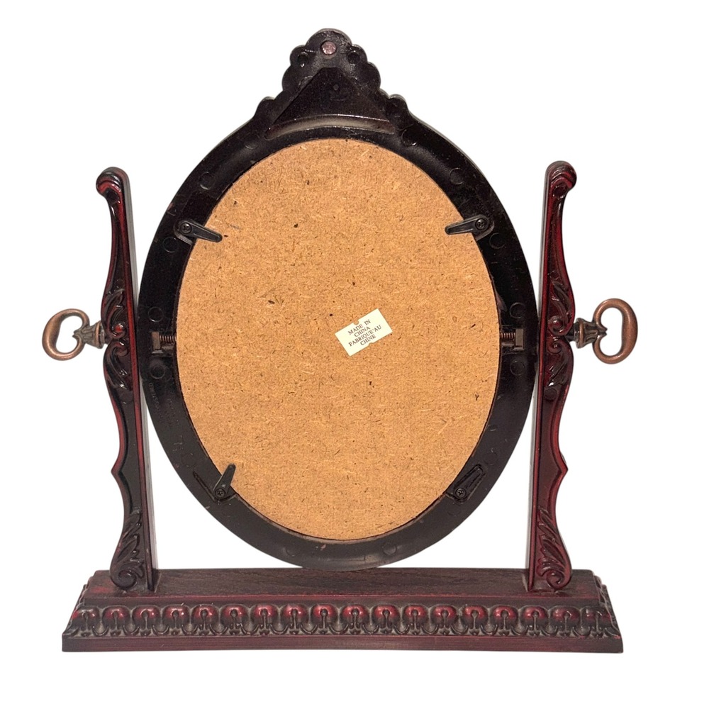 Vintage Ornate Oval Swivel Faux Wood Tilt Picture Frame 5" x 7" BRITISH~MCM - Picture 5 of 16